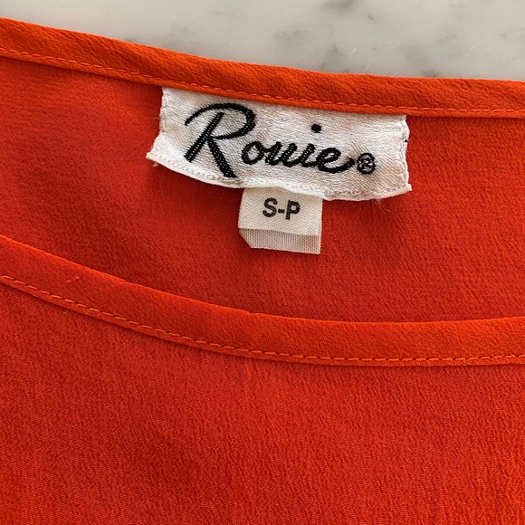 Rouie vintage silk T in orange size S - Picture 7 of 11